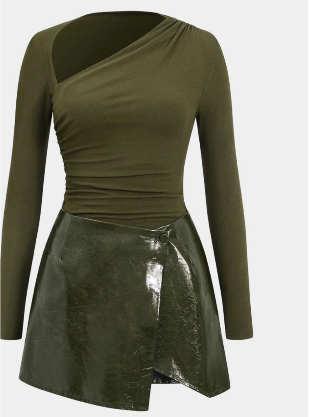 Faux Leather Long Sleeve Mini Dress